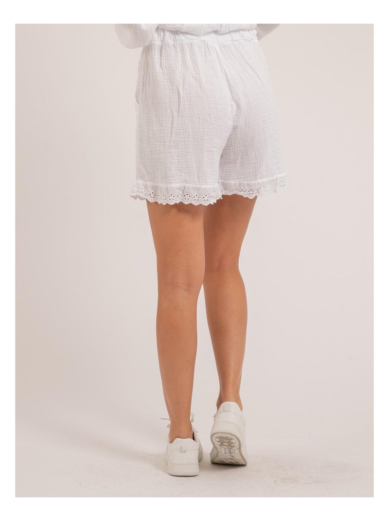 Short fluide en gaze de coton XEMKE Blanc - Kiabi