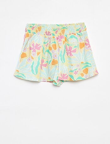 Short fluide en lin mélangé avec imprimé