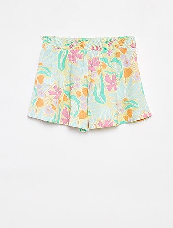 Short fluide en lin mélangé avec imprimé