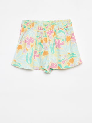 Short fluide en lin mélangé avec imprimé