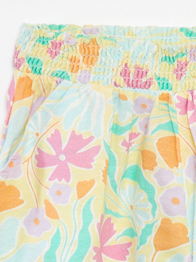 Short fluide en lin mélangé avec imprimé Vert - Kiabi