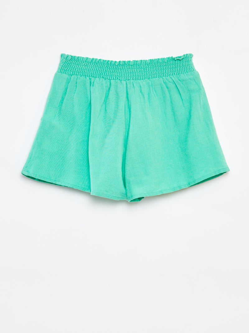 Short fluide en lin mélangé avec imprimé Vert - Kiabi