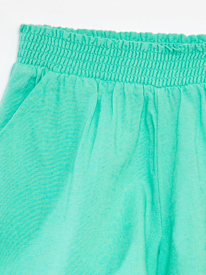 Short fluide en lin mélangé avec imprimé Vert - Kiabi