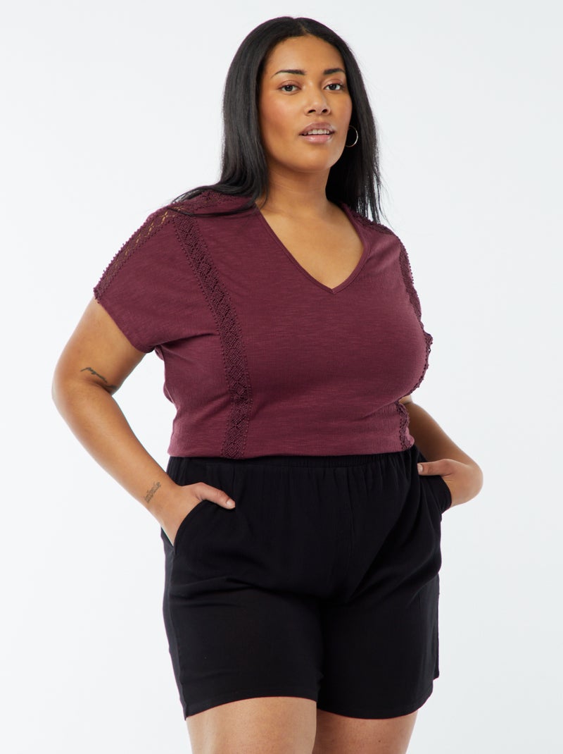 Short fluide uni avec 2 poches noir - Kiabi