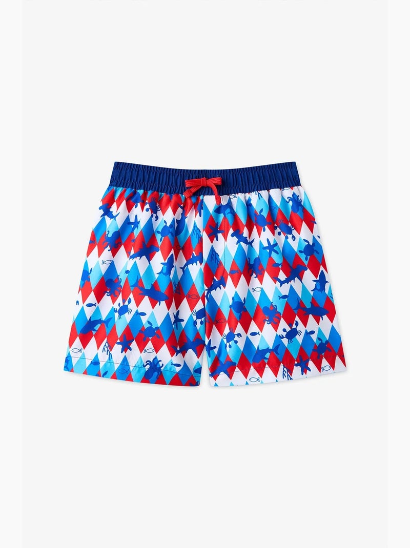 Short garçon circus à motif losange penti Blanc Rouge - Kiabi