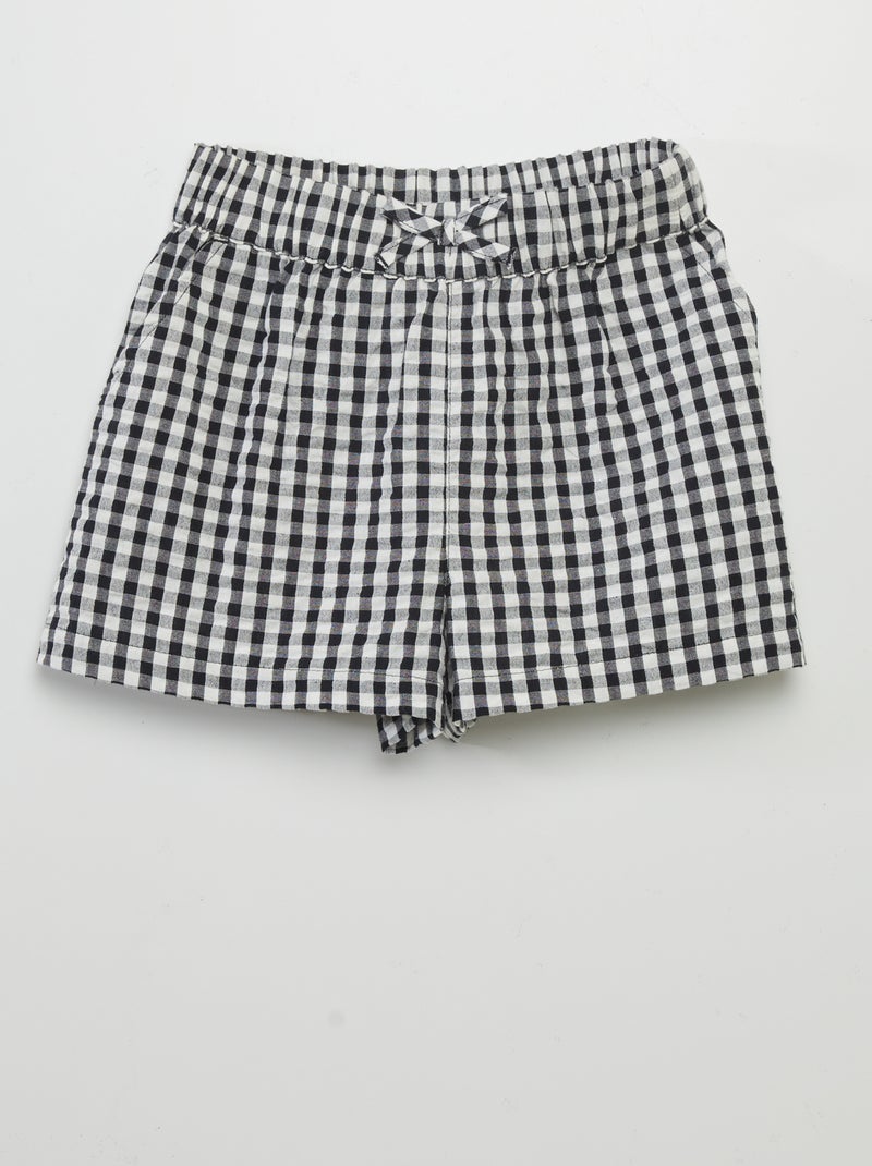 Short gaufré à carreaux Noir - Kiabi