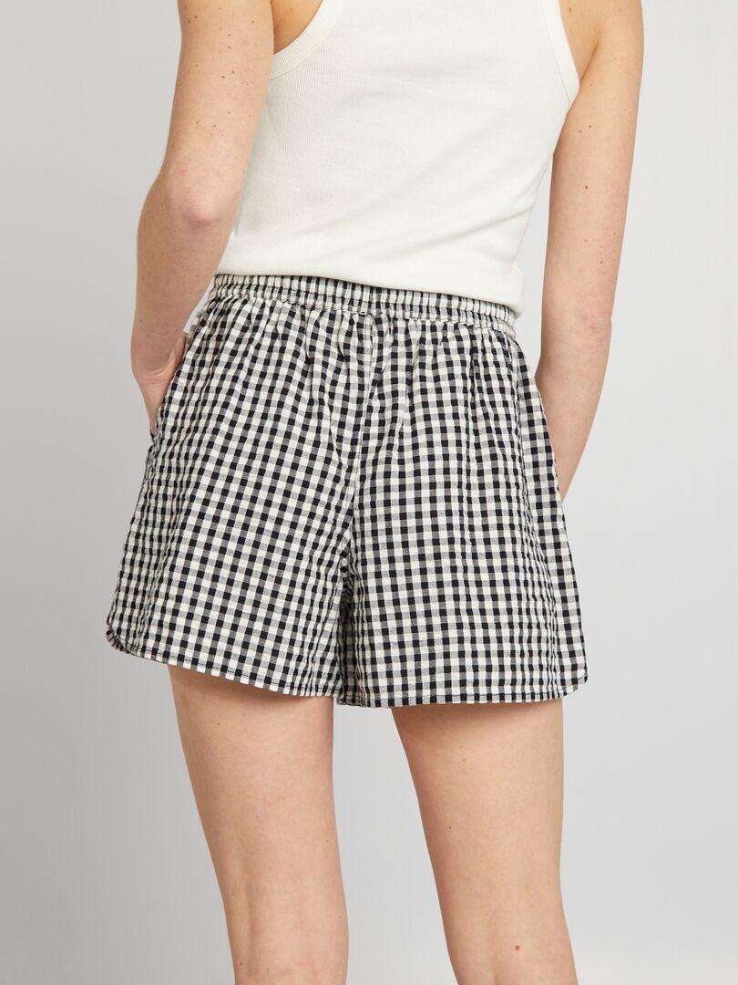 Short En Tissu Vichy Noir Et Blanc - Taille 38 - Idée Cadeau - Occasion Très Bon état