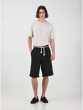 Short giesto pour homme, jambes larges, taille mi-haute, avec détail à nouer
