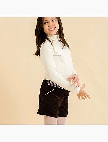 Short Hiver Fille Velours Marron Ceinture à Paillettes POUPETTE - 'LA FAUTE A VOLTAIRE'