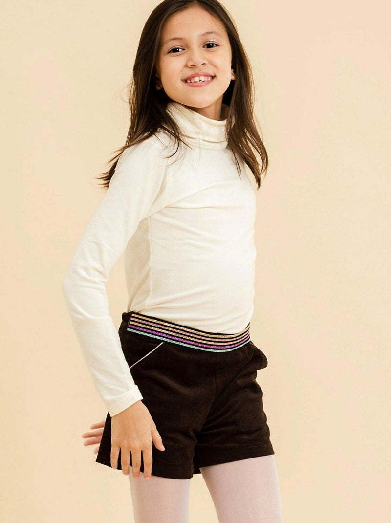 Short Hiver Fille  Velours Marron  Ceinture à Paillettes  POUPETTE - 'LA FAUTE A VOLTAIRE' Marron - Kiabi