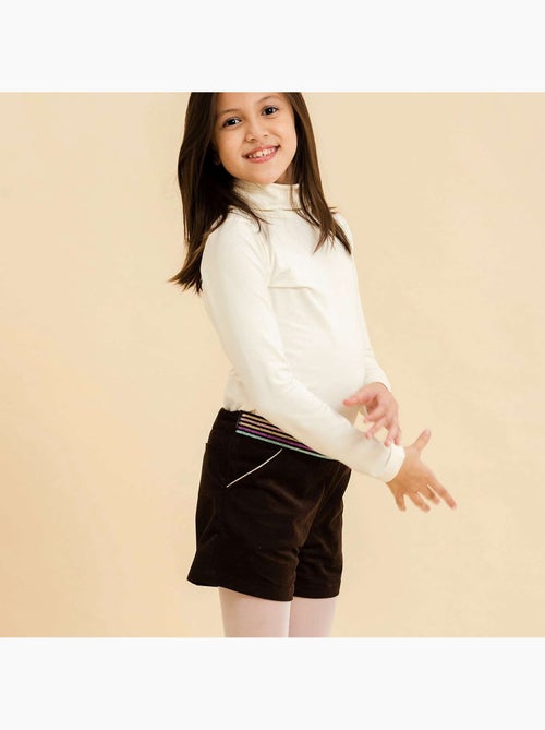 Short Hiver Fille  Velours Marron  Ceinture à Paillettes  POUPETTE - 'LA FAUTE A VOLTAIRE' - Kiabi
