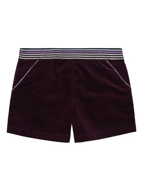 Short Hiver Fille  Velours Prune  Ceinture à Paillettes  POUPETTE - 'LA FAUTE A VOLTAIRE' - Kiabi