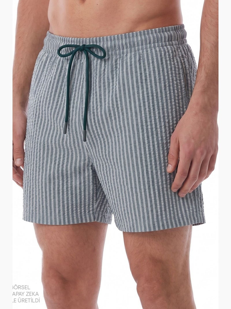 Short homme à rayures tissue penti Gris - Kiabi
