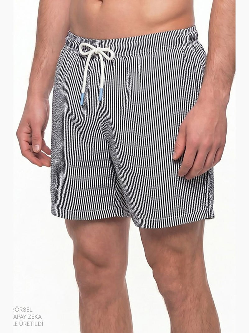 Short homme à rayures tissue penti Noir Blanc - Kiabi