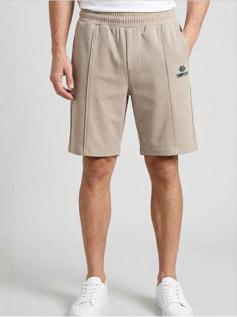 Short homme à taille mi-haute et jambe large tommy Sable - Kiabi