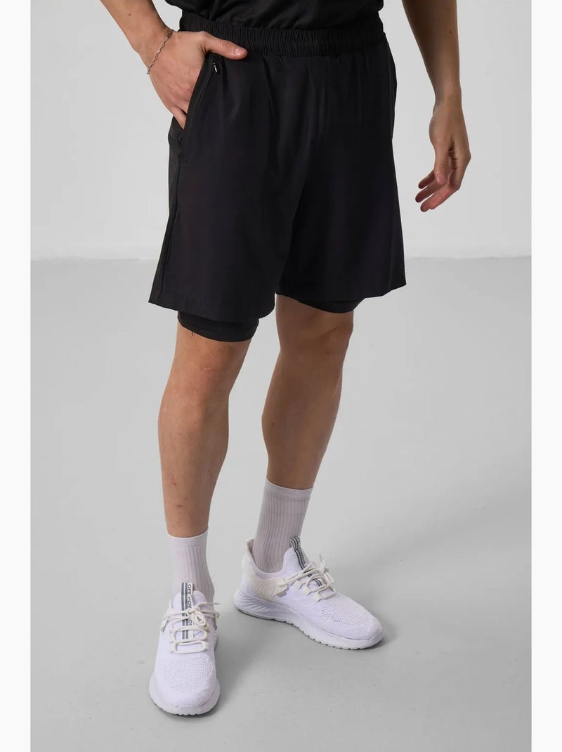 Short homme en jersey coupe droite tommy Noir - Kiabi