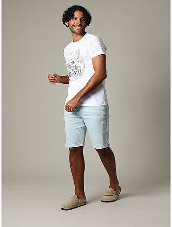 Short homme en maille denim avec braguette à boutons et finition stone used 'Deeluxe'