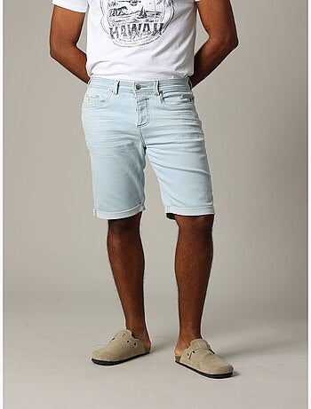Short homme en maille denim avec braguette à boutons et finition stone used 'Deeluxe'