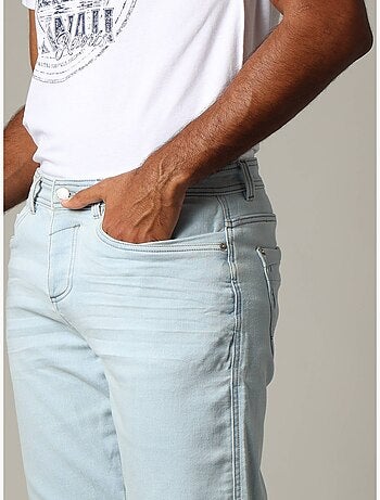 Short homme en maille denim avec braguette à boutons et finition stone used 'Deeluxe'