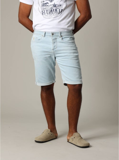 Short homme en maille denim avec braguette à boutons et finition stone used 'Deeluxe' - Kiabi
