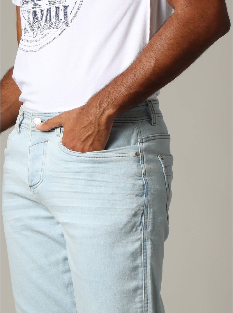 Short homme en maille denim avec braguette à boutons et finition stone used 'Deeluxe' Bleu clair - Kiabi