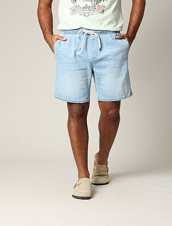 Short homme en maille denim avec taille élastiquée et cordon 'Deeluxe'