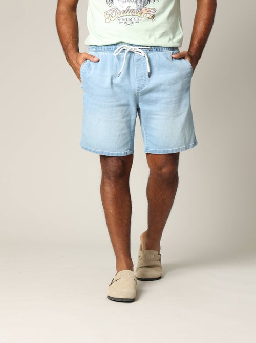 Short homme en maille denim avec taille élastiquée et cordon 'Deeluxe' - Kiabi