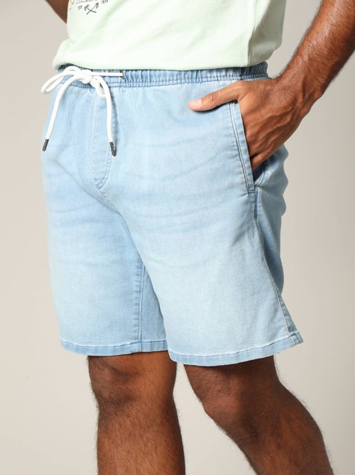 Short homme en maille denim avec taille élastiquée et cordon 'Deeluxe' - Kiabi