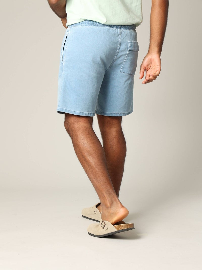 Short homme en maille denim avec taille élastiquée et cordon 'Deeluxe' Bleu ciel - Kiabi