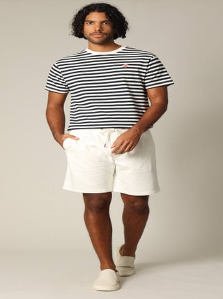 Short homme en maille denim avec taille élastiquée et finition garment wash 'Deeluxe'