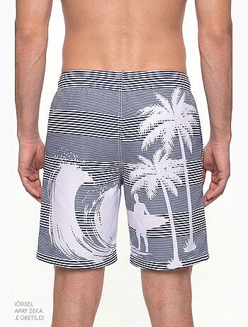 Short homme surf revival à rayures penti