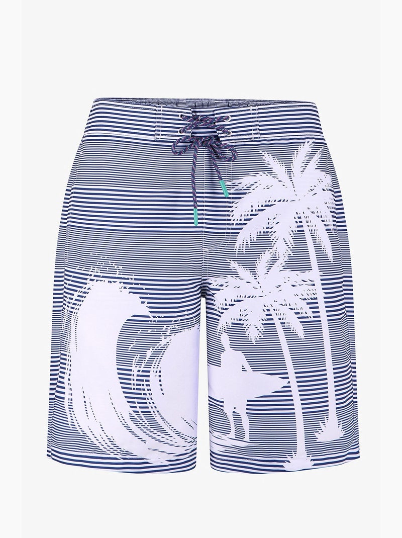Short homme surf revival à rayures penti Bleu Blanc Gris - Kiabi