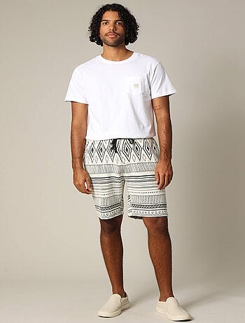 Short jacquard en coton avec taille élastiquée et cordon 'Deeluxe'