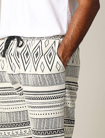 Short jacquard en coton avec taille élastiquée et cordon 'Deeluxe'