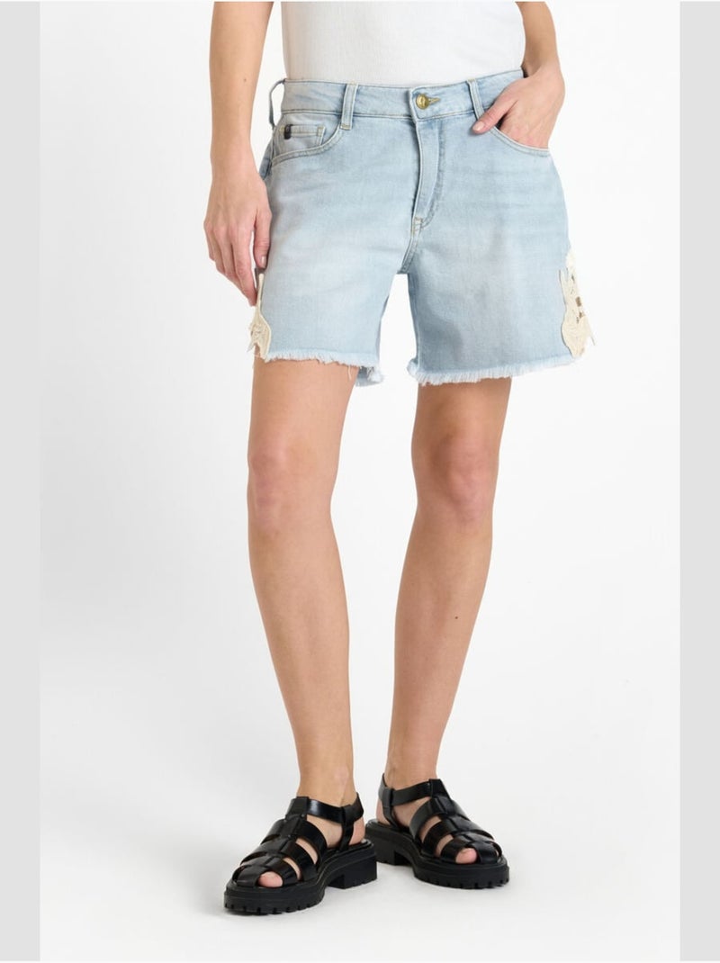 Short lace en jeans 'le temps des cerises' Bleu - Kiabi