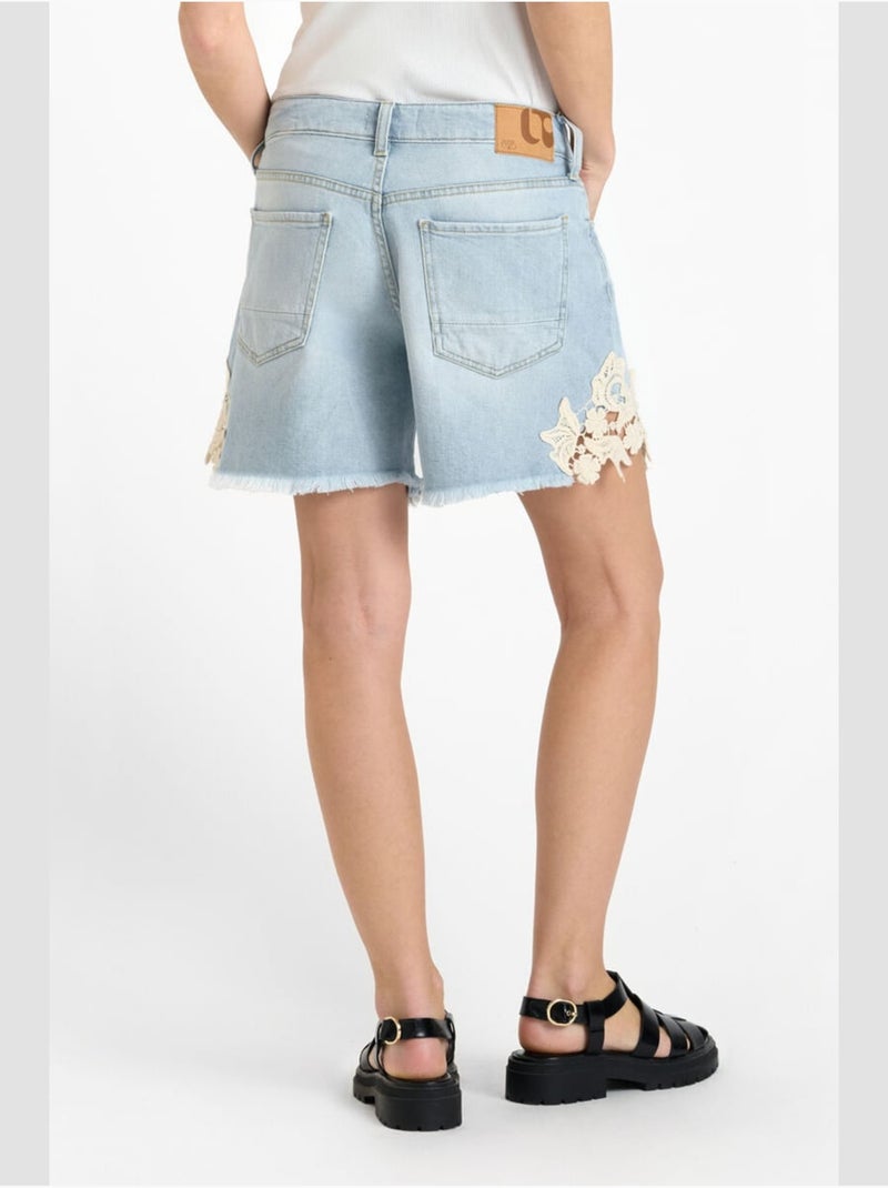 Short lace en jeans 'le temps des cerises' Bleu - Kiabi