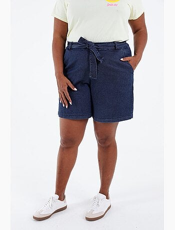 Short large en jeans uni