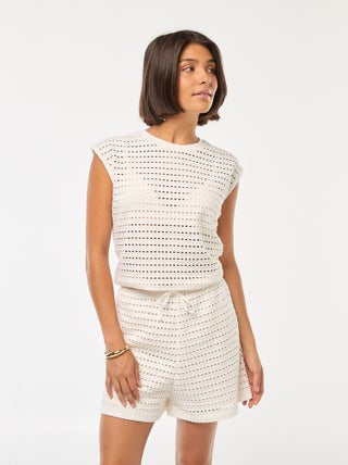 Short large en maille crochet