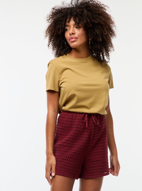 Short large en maille crochet - Kiabi