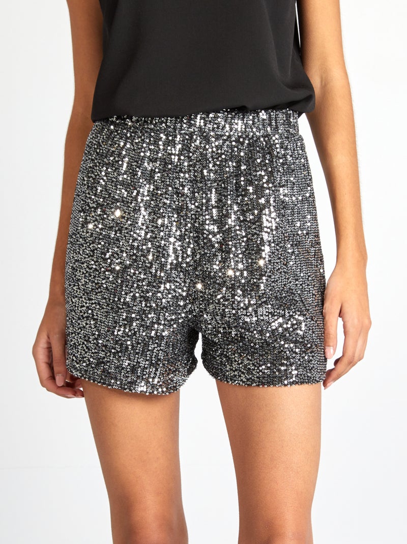 Short large en sequins Gris - Kiabi