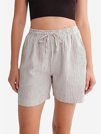 Short large taille haute en seersucker rayé mixray