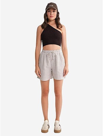 Short large taille haute en seersucker rayé mixray