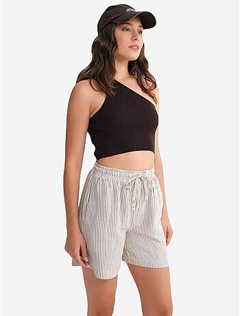 Short large taille haute en seersucker rayé mixray