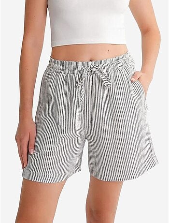 Short large taille haute en seersucker rayé mixray