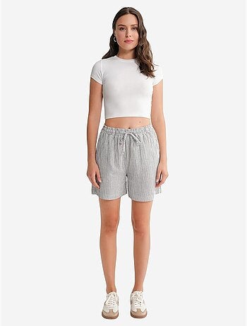 Short large taille haute en seersucker rayé mixray
