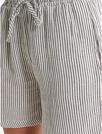Short large taille haute en seersucker rayé mixray