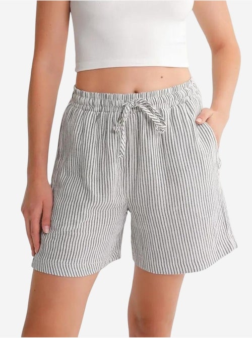 Short large taille haute en seersucker rayé mixray - Kiabi