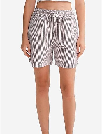 Short large taille haute en seersucker rayé mixray