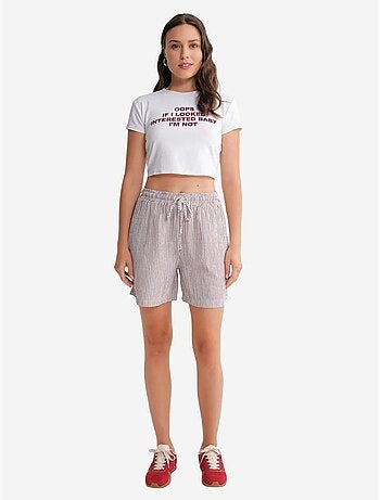 Short large taille haute en seersucker rayé mixray
