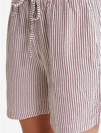 Short large taille haute en seersucker rayé mixray